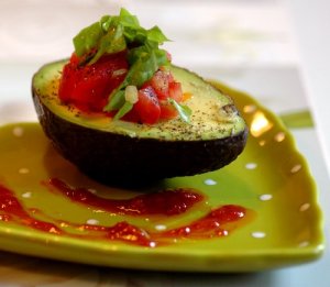 Avocado salad with tomato sauce