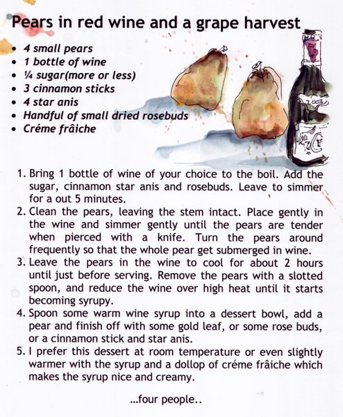 Pears in red wine