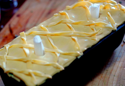 salmon and spinach koulibiac...into the oven