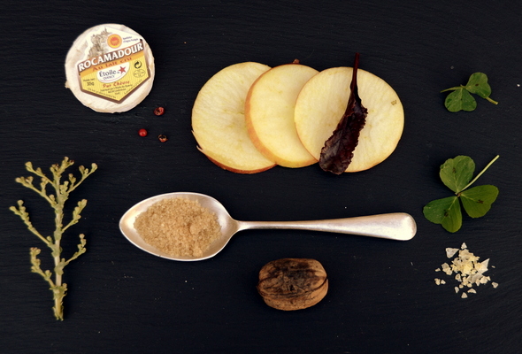 Ingredients apple and goats cheese salad