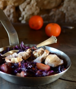 red cabbage with plums and beetroot