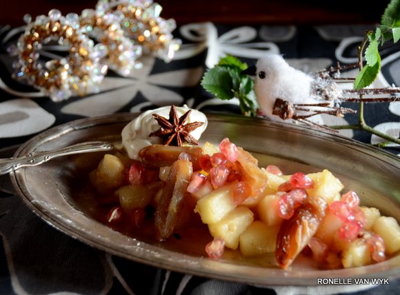 Apple, pear and date compote