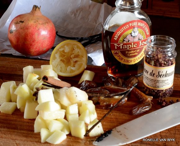 Apple, pear and date compote